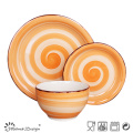 18PCS Ceramic Dinnerware Set Handpainted Spinwash Design